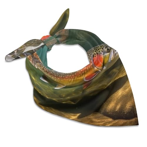 Brook Trout Fly Fishing 25 Inches Satin Head Scarf Lightweight Silk Hair Scarves Soft Silk Head Scarf for Women Large Satin Bandanas Square Headscarf Fashion Headband Neckerchief Neck Scarves Gift