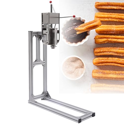 Churros Maker, máquina manual de rosquillas de acero inoxidable vertical resistente con soporte en forma de L para uso comercial