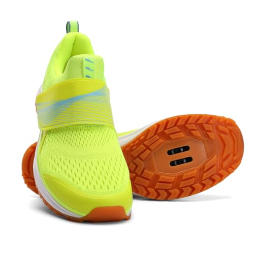 KOFUBOKE Women’s Indoor Cycling Shoes SPD Cleats Compatible Comfortable and Breathable Road Bike Shoes Fluorescent Green