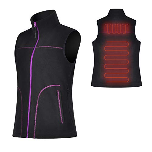 lychee Women’s Lightweight Fleece Heated Vest Electric Warm Waistcoat Vest with USB Battery