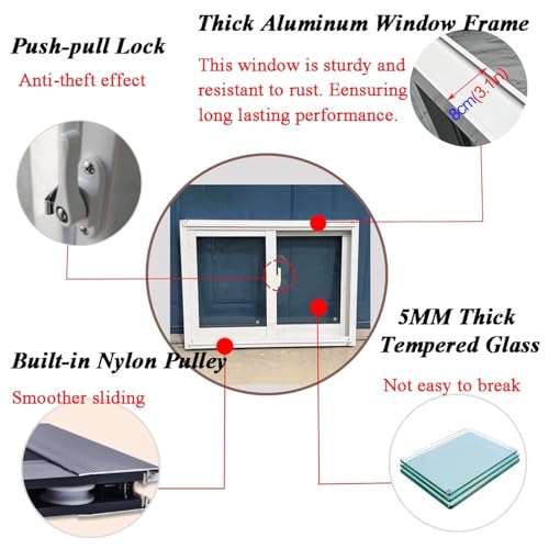 Ventana de sótano horizontal de aluminio y vidrio templado resistente 6