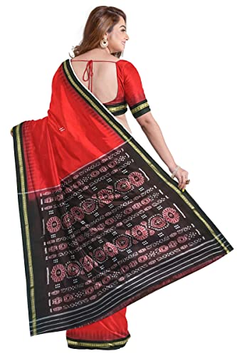 Image of Odisha Sambalpuri Handloom Ikat Women's Cotton Saree, Odisha Handloom Handmade Pure Cotton Khandua Saree, Ikkat Orissa Traditional Handloom Saree Without Blouse