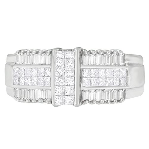 Original Classics 14K White Gold Baguette and Princess Cut Diamond Ring (1.00 Cttw, G-H Color, SI1-SI2 Clarity) - Size 7