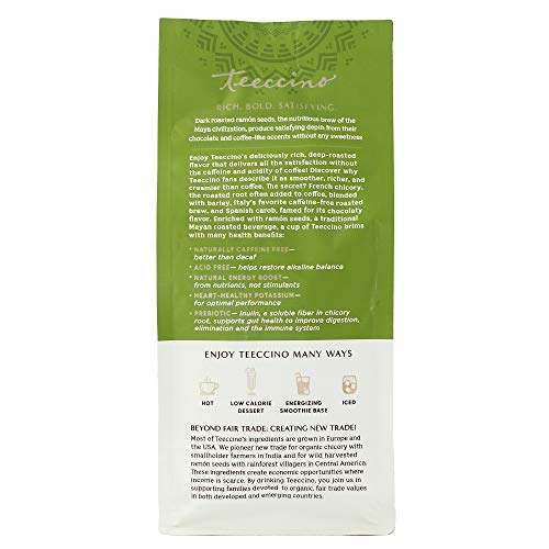 Teeccino Maya Chai Chicory Coffee Alternative - Ground Herbal Coffee That’s Prebiotic, Caffeine-Free & Acid Free, Medium Roast, 11 Ounce - Thumbnail 3