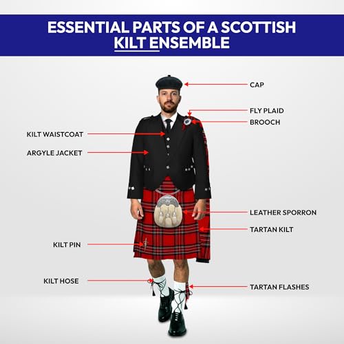 Image of 8 Yard Mens Kilt - Authentic Tartan Kilt for Men Highland Outfit for Weddings & Traditional Scottish Wear