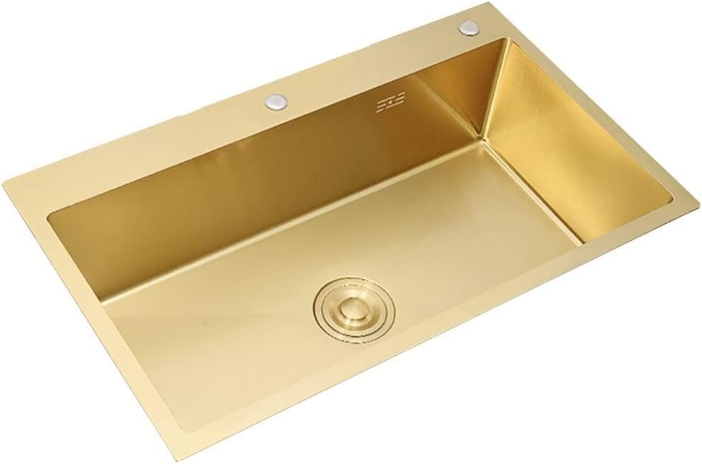Kitchen Sink Made of Stainless Steel Gold Wash Basin in the Pantry of
