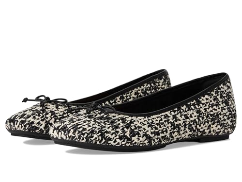 Ivory ballet flats with black piping and bows
