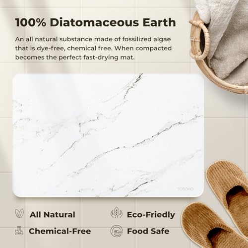 Image of TOSORO - Stone Bath Mat Diatomaceous Earth Shower Mat Non-Slip Super Absorbent Diatomite Stone Bath Mats for Bathroom Floor Quick Drying Natural Easy to Clean (23.5 x 15) - Sandstone