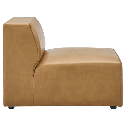 Modway Mingle Vegan Leather Sectional Sofa Armless Chair, Tan #TOP2