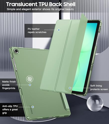 Image of TiMOVO Soft Case for Samsung Galaxy Tab A11+ /A11 Plus 11 inch 2026, Green | Fit for SM-X230 /X236 /X238, Slim Soft TPU, Translucent Frosted Back, Auto Wake /Sleep