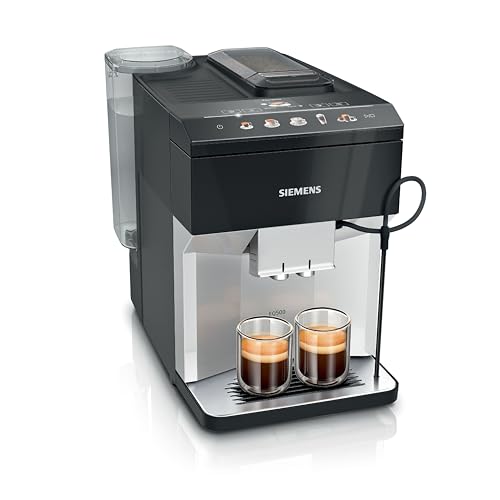 SIEMENS EQ500 Fully Automatic Bean to Cup Coffee Machine with coffeeSelect Display oneTouch DoubleCup 9 Coffee Beverages autoMilk Clean TP515GB1 Silver/Piano Black