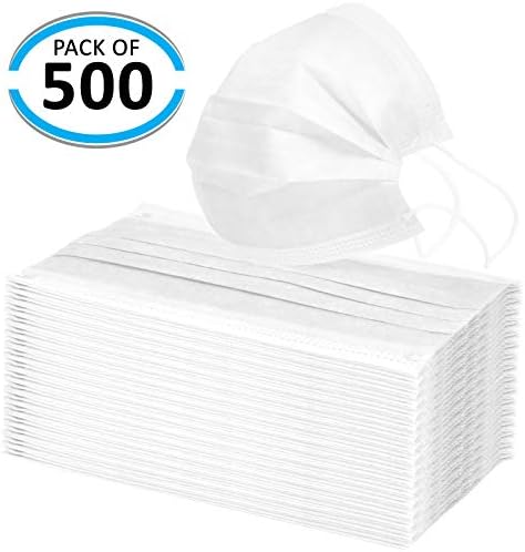 Disposable Face Masks with Elastic Ear Loop 3 Ply Breathable and Comfortable for Blocking Dust Air Pollution Protection Pack of 500
