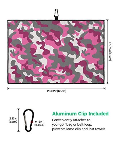 Golf Towel For Golf Bags With Heavy Duty Carabiner Clip Army Camouflage Military Camo Microfiber Waffle Golf Towels For Men Women,Quick Dry Towels For Cleaning Club And Balls #TOP2