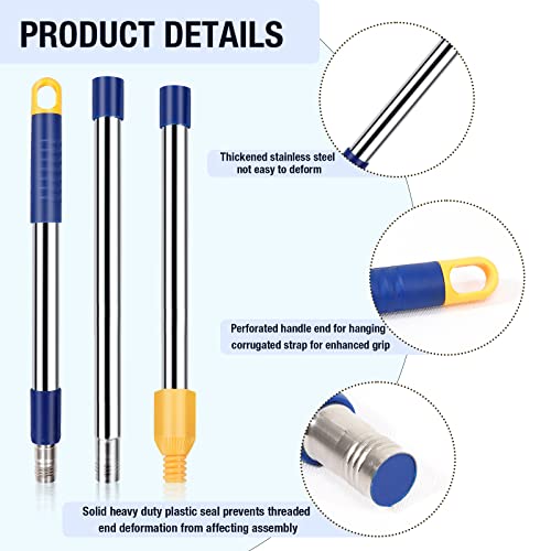 Stainless Steel Spin Mop Pole Handle Replacement, Anti-Deformation Design Spin Mop Stick Compatible With Triangle Spin Mop Base, Easywring Mop Refills For Floor Cleaning（3-Section, 2.5-To-4.4 Foot） #TOP3
