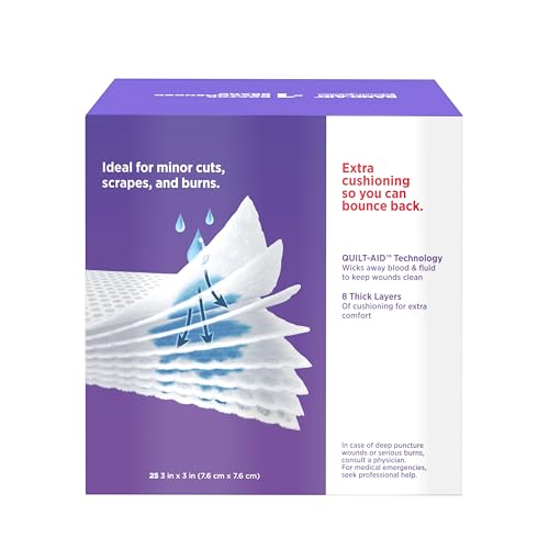 Image of BAND-AID Brand Cushion Care Sterile Gauze Pads for Protection of Minor Cut, Scrapes & Burns, Non-Adhesive & Wound Care Dressing Pads, Medium Size, 3 inches x 3 inches, 25 ct