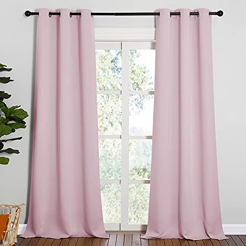 Image of NICETOWN Room Darkening Drapes for Nursery - Light Blocking Curtain Panels for Bedroom Girl Room, Soft Fabric Window Treatment (Lavender Pink, 42 inches Width by 95 inches Length, 1 Pair)