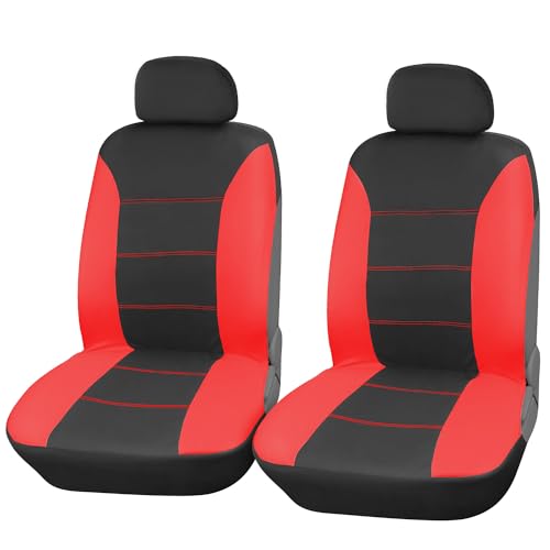 Upgrade4cars Fundas Asientos Delanteros Coche Universales Negro Rojo | Funda de Asiento Universal para Delantero (Conductor y Copiloto)