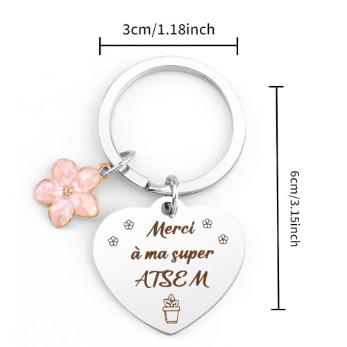 Karyllena Cadeau Maitresse d'École Fin d'Année Cadeau Atsem Maternelle Aesh Institutrice Professeur Porte Cle Cadeaux pour Atsem d'École Cadeaux Départ Retraite Maitresse – vue 2