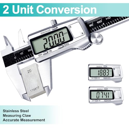 Kynup Digital Messschieber, 150 mm Schieblehre Digital Edelstahl, Elektronik Digitaler Messschieber Messwerkzeuge, LCD Display für Haushalt und Industrie Messung Messlehre, Schwarz