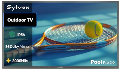 SYLVOX Outdoor TV, 65-inch Waterproof Smart Outdoor TVs, 2000nits Full Sun TV, 4K, Dolby Atmos, HDR 10, Weatherproof Television with Voice Assistant Remote(Pool Pro 3.0, Latest Model)