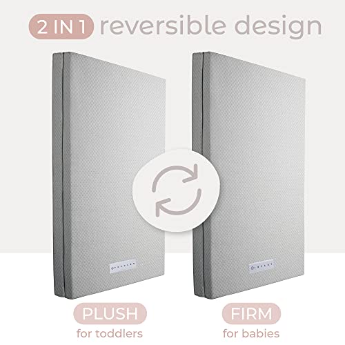 Bamboo Charcoal Dual-Sided Crib Mattress, 2-Stage Certipur-Us Premium Memory Foam Hypoallergenic Baby Mattress,100% Waterproof Firm Support For Infant Cooling Gel For Toddler, Washable Cover 52X27X5.5 #TOP2