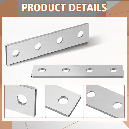 MorningRo 8 Pcs 5mm Heavy Duty 4-Hole Flat Plate Connector, Galvanized Steel Splice Fitting Bracket for 1/2" Bolt in 1-5/8" Strut Channel Hardware by MorningRo - Image 5