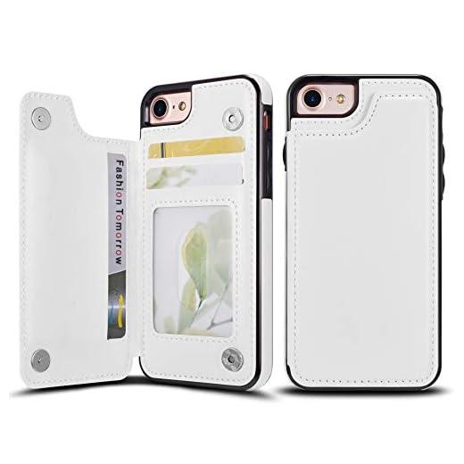 UEEBAI Case for iPhone 6 Plus 6S Plus, Luxury PU Leather Case with [Two Magnetic Clasp] [Card Slots] Stand Function Practical Soft TPU Case Back Wallet Flip Cover for iPhone 6 Plus/6S Plus - White