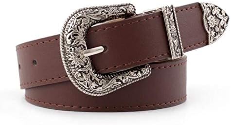 Adjustable-Vintage-Western-Cowboy-Belt Women Men - Cowboy-Style Engraved-Buckle Belt for Jeans Pants Dresses