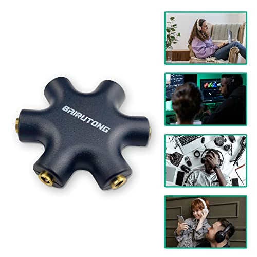 Image of 5-Jack Multi Headphone Audio Splitter, 3.5mm Stereo Cable 20cm & 100cm, 5-Pack