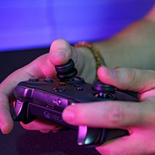 Setex Gecko Grip, 1 High Rise + 1 Low Rise Thumbstick Grip Covers, for PlayStation PS5, PS4, Xbox One, Switch Pro, Steam Deck, Anti-Slip Microstructured Analog Stick Thumb Grips, Black, Covers Only - Thumbnail 5
