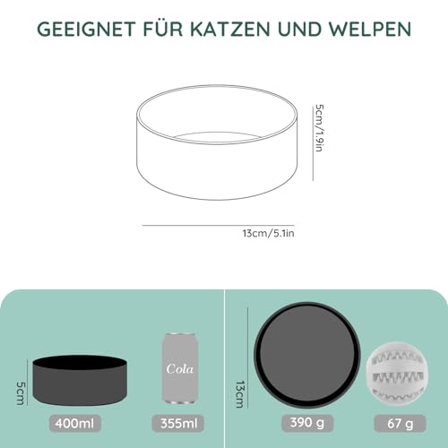 SPUNKYJUNKY Keramik Hundenapf Fressnapf Futternapf Katzennapf Napf für Katzen und Hunde (400ml, Schwarz)