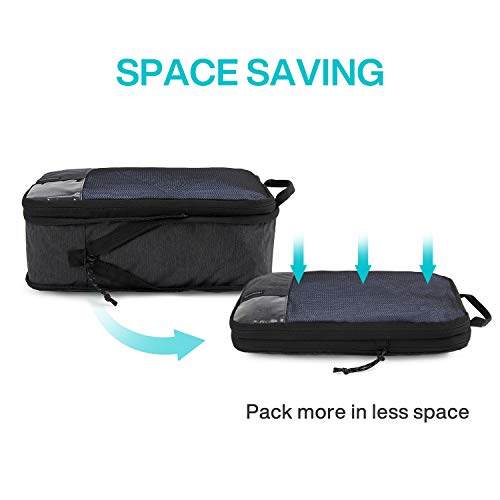 Image of Compression Packing Cubes for Suitcases, BAGSMART 6 Set Travel Organizer Cubes for Travel Essentials, Expandable Luggage Suitcase Organizer Bags Set, Lightweight Packing Organizers as Travel Accessories for Women / Men, Black, 4 PCS, 4 PCS