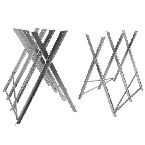 Chevalet de Sciage avec 3/4 Supports de Bois Dentelés PliableChevalet de sciage, Pliable, Charge maximale 150 kg, Acier, pour Couper Le Bois, argenté (84 * 80 * 80cm (trois colonnes))
