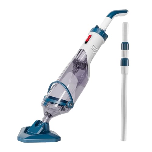 Enhulk Powerful Swimming Pool Vacuum Cleaner Handheld Rechargeable Pool Hoover with Telescopic Pole Up to 60 min Runtime Suction up to 4200L/H Ideal for Above Ground & Inground Pool Spas
