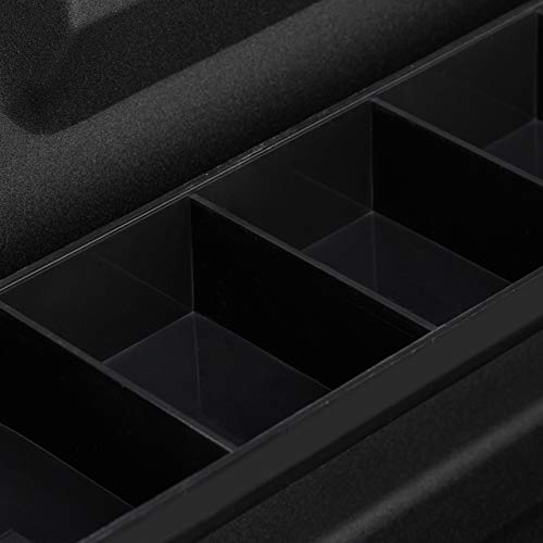 Relaxdays Geldkassette abschließbar, Münzeinsatz & 4 Scheinfächer, Geldkasse Eisen, HBT 8,5 x 30,5 x 24,5 cm, schwarz