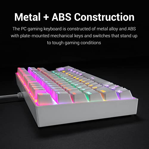 Redragon K552 Mechanical Gaming Keyboard Rainbow Led Backlit Wired With Anti-Dust Proof Switches For Windows Pc (White, 87 Keys Blue Switches) #TOP5