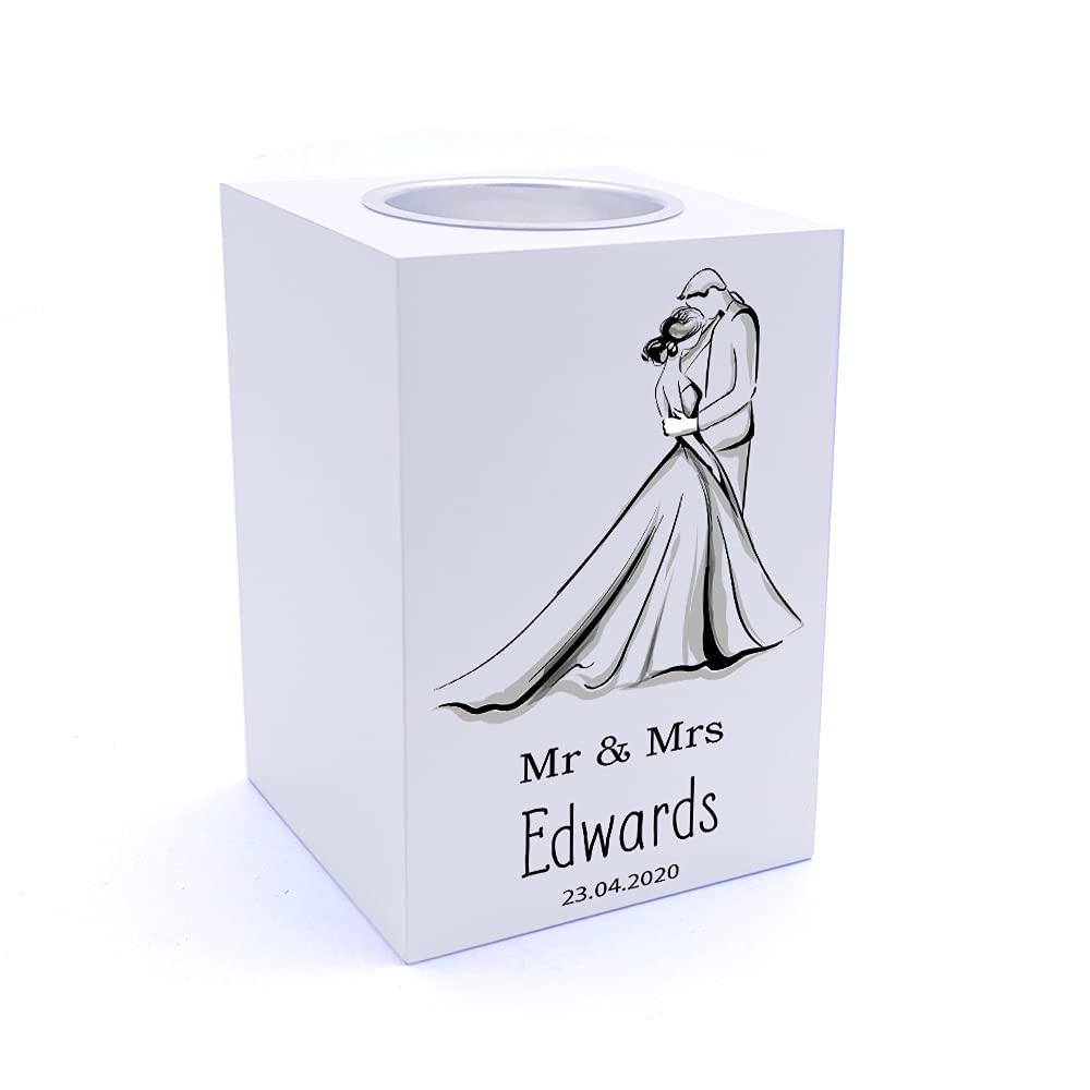 Ukgiftstoreonline Light Personalised Wedding Gift Tea Holder Mr And Mrs