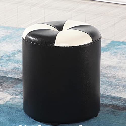 Ottomans Fußhocker Ottomans Fußhocker Leder Fußhocker Runder Fußhocker Schuhwechselhocker Pouffe Fußhocker für Wohnzimmer Küche Schlafzimmer Balkon Hocker Ruhehocker, Rot und W