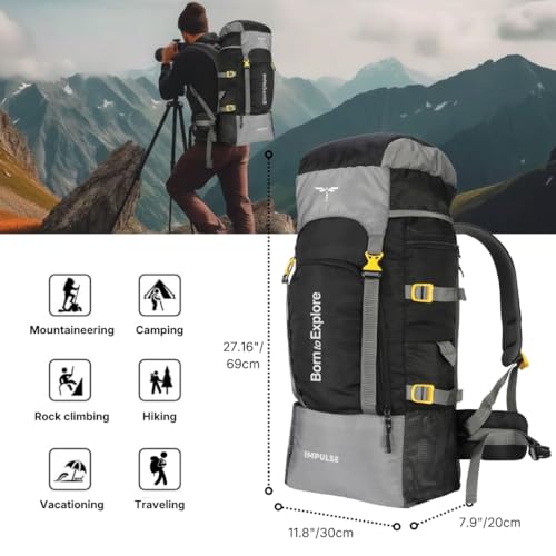 Impulse Store Impulse 4 Compartment 60L Travel Backpack, Black - Image 4