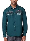 camp david hemd schwarz 2-Knopfmanschetten Camp David Herren Langarmhemd mit Artworks, Regular Fit, Columbia Green, XL