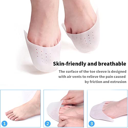 Image of Gel Toe Pads for Pointe Shoes, 4 Pairs Breathable Curved Ballet Toe Protectors for Pointe Work, Also for Heels and Dress Shoes