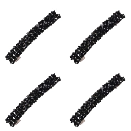 4Pcs Black Hair Clips Handmade Rhinestone Barrettes Metal Hair Holders Clips and Barrettes Hair Clips for Women Girls Headwear Styling Accessorie Hair Accessories