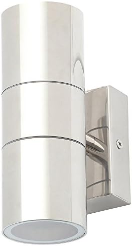 LITECRAFT Kenn Wall Light Outdoor Up Down IP44 Rated Fitting - Polished Steel