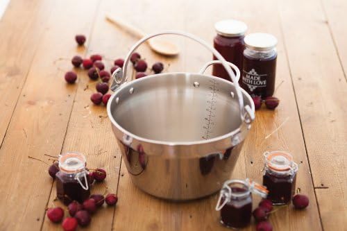 KitchenCraft KCHMMINIMASLIN Home Made Maslin/Jam Pan for Induction Hob, 4.5 Litre, Silver & Home Made Jam Funnel with Recipe, Adjustable, Gift Boxed, Stainless Steel, 14 cm