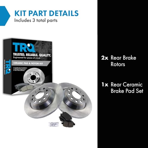 Image of TRQ Rear Brake Pad and Rotor Set Ceramic Solid Rotors