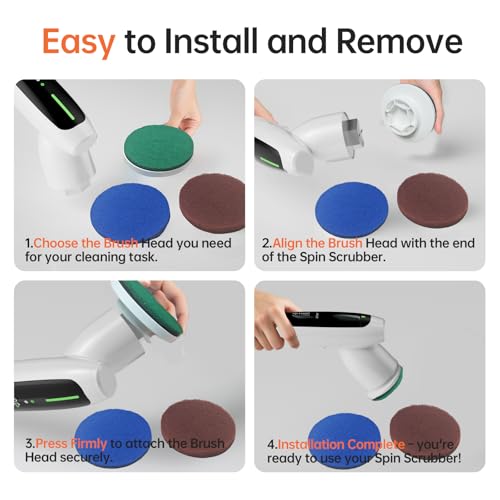 Image of Electric Spin Scrubber Replacement Brush Heads - 8-Pack Extra Brushes for DEPURE Power Scrubber, Ideal for Bathroom Cleaning and Multi-Surface Use