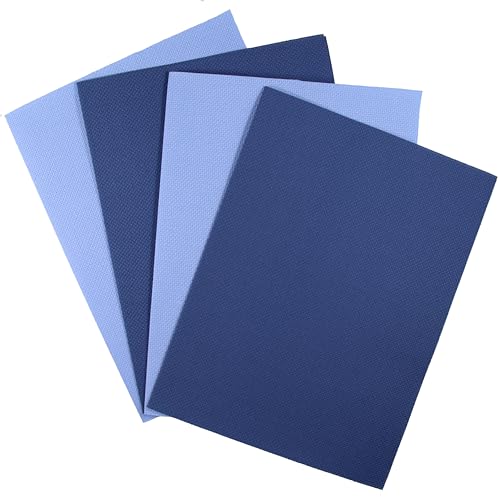 Image of KCS 4 pc of 12 inch x 18 inch(30cmx45cm) 14CT Counted Cotton Aida Cloth Cross Stitch Fabric (Light Blue+Jeans Blue)