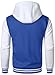 HOOD CREW Hooded Varsity Bomber Jacket Cotton Blend Letterman Hoodie Baseball Jackets for Men Blue XL