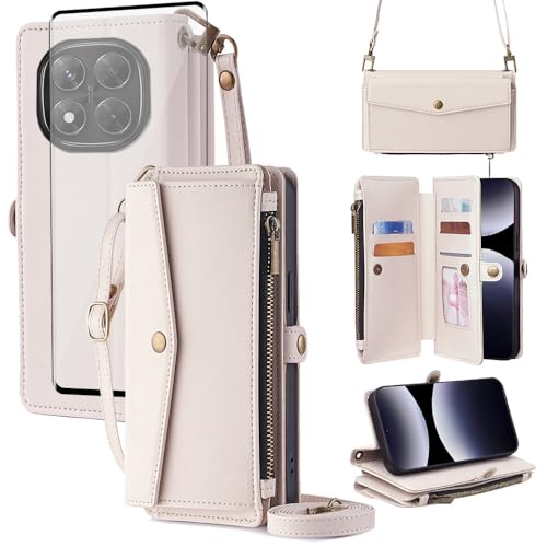 Coque Xiaomi Redmi Note 14 Pro 5G Anti-Chute avec Chaîne Portefeuille