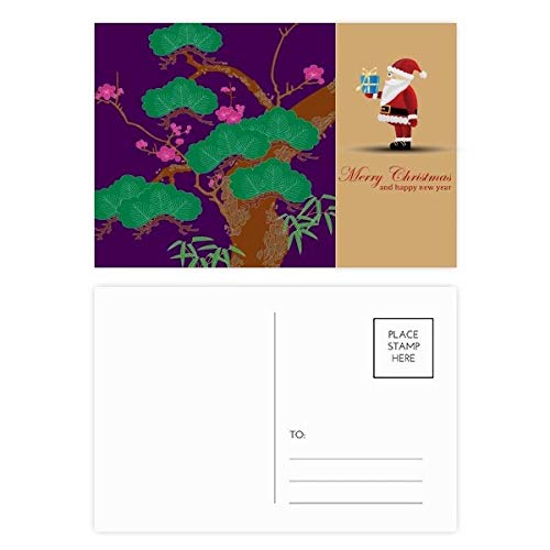 Cartes postales Père Noël japonais violettes : lot de 20 cartes de vœux originales